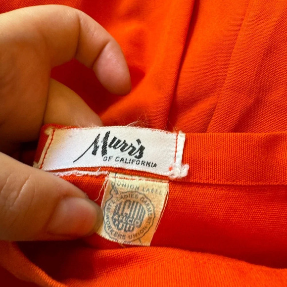 Vintage Murr’s of California Union High Drop Waist Pleated Orange 70s Skirt F - Picture 3 of 5